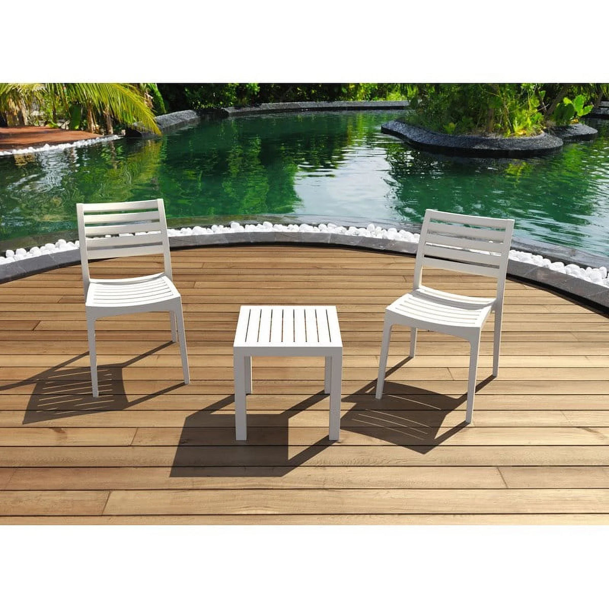2 Piece White Resin Patio Side Table Set T11709