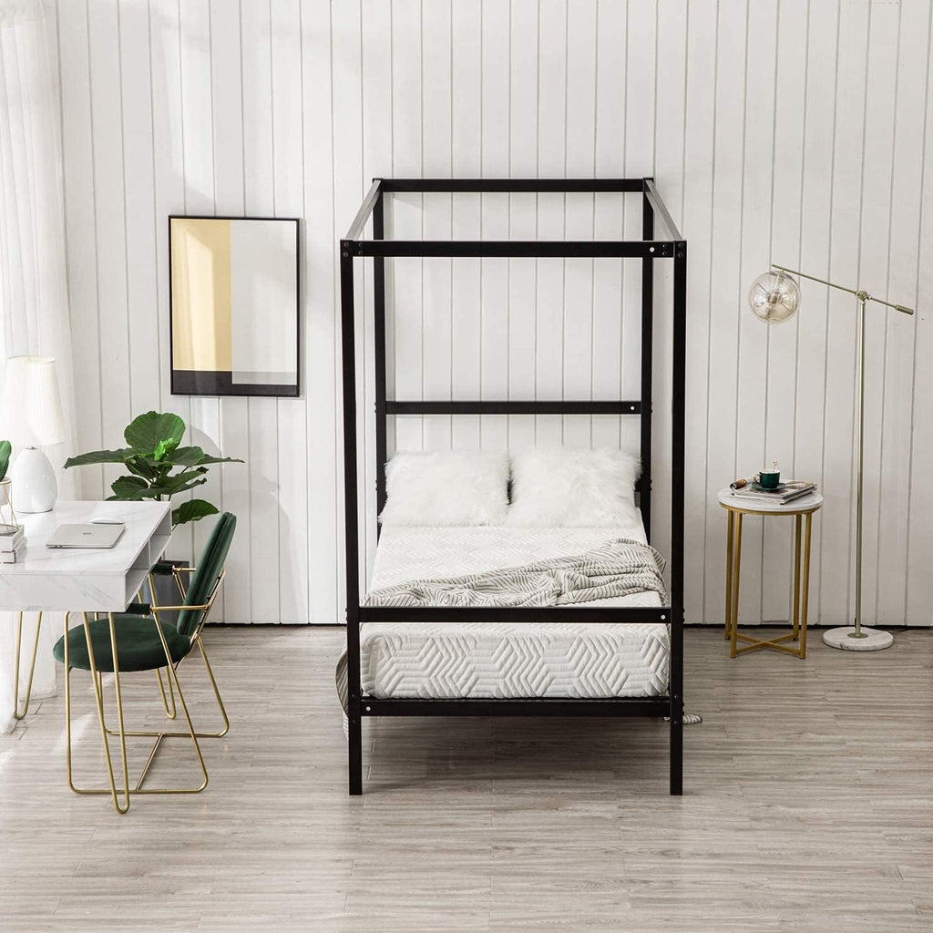 Black Twin Size Canopy Bed Frame D334