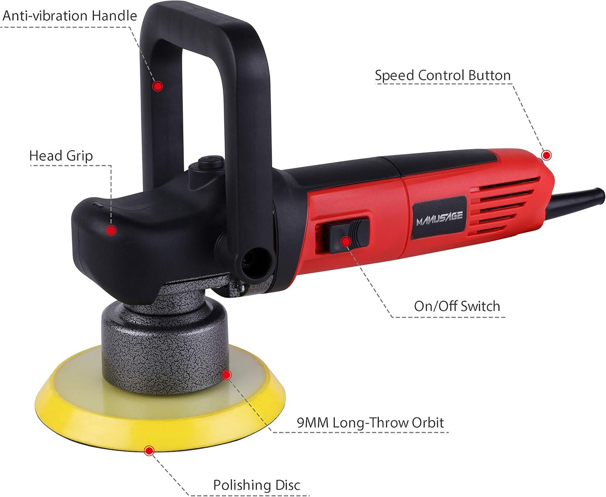 3-Inch Dual Action Car Polisher with 4 Foam and 1 Wool Pads L21328