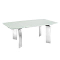 Manual Dining Table with Stainless Base and White Top C43590