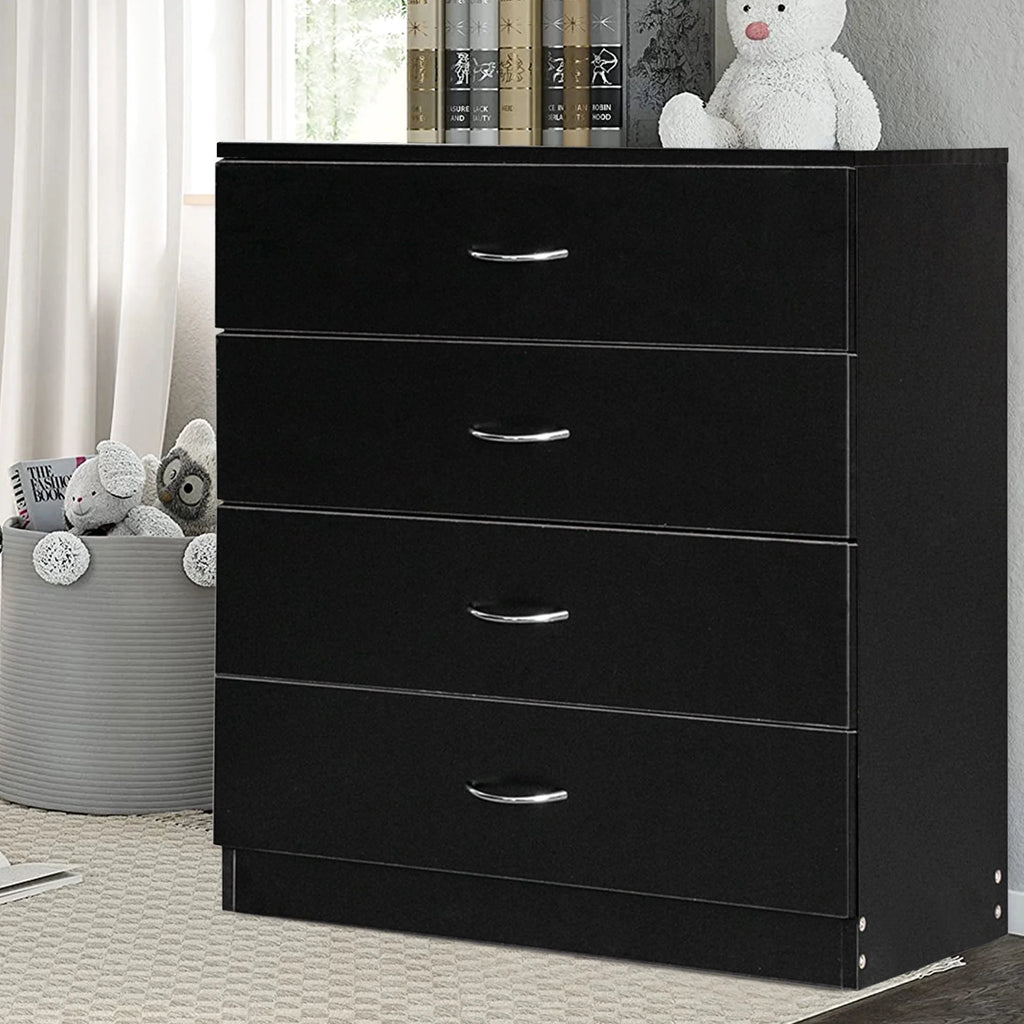 Black 4 Drawer Wood Dresser B741