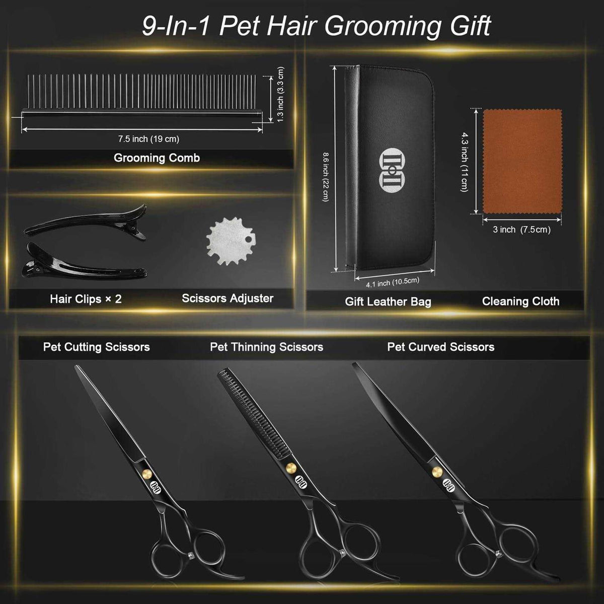 7 Inch Dog Grooming Scissors Kit with Curved Scissors Q206848
