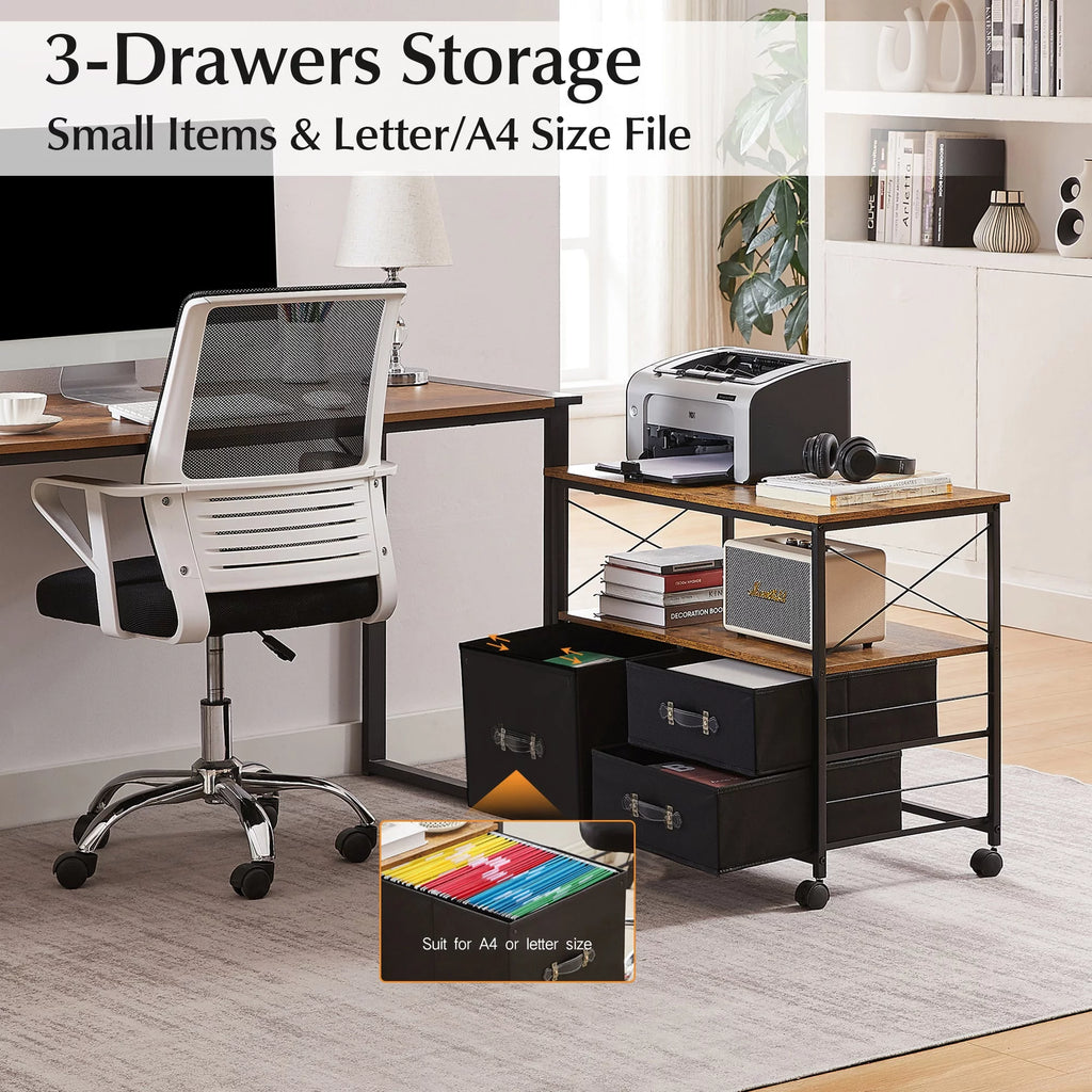 3 Drawer Rolling File Cabinet with Storage Shelf Q52831