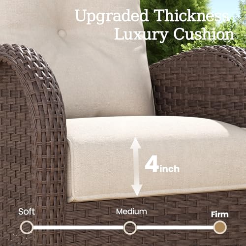 5 Pieces Wicker Patio Furniture Set with High Back Swivel Rocker Chairs N466012