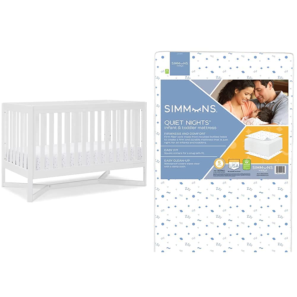 4-in-1 Convertible Crib, White/Grey C5695