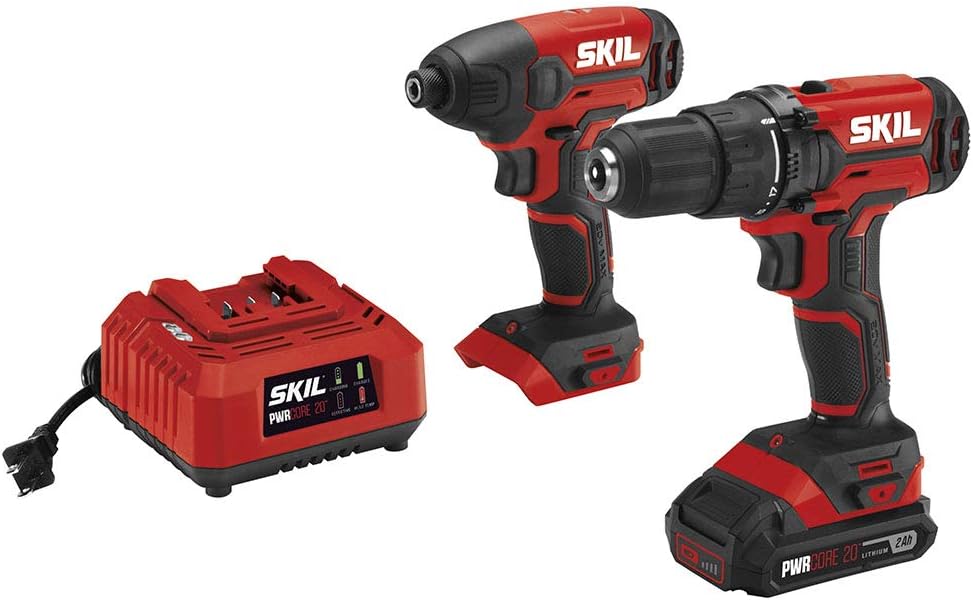 20V Cordless Drill Driver and Impact Driver Kit with 2.0Ah Battery and Charger B40304