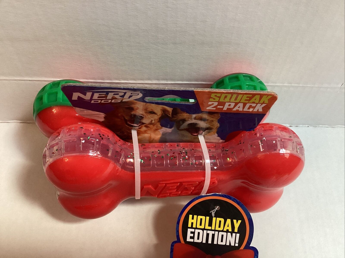 2-Pack Squeak Dog Toy Red/Green X654