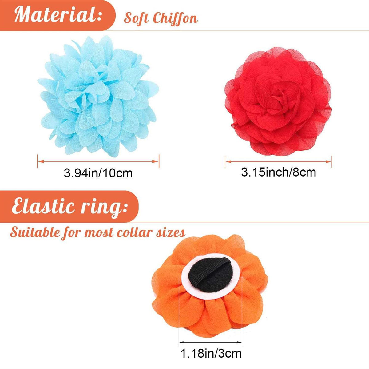 20 Pcs Multi-Color Soft Chiffon Dog Collar Flower Accessory V4551