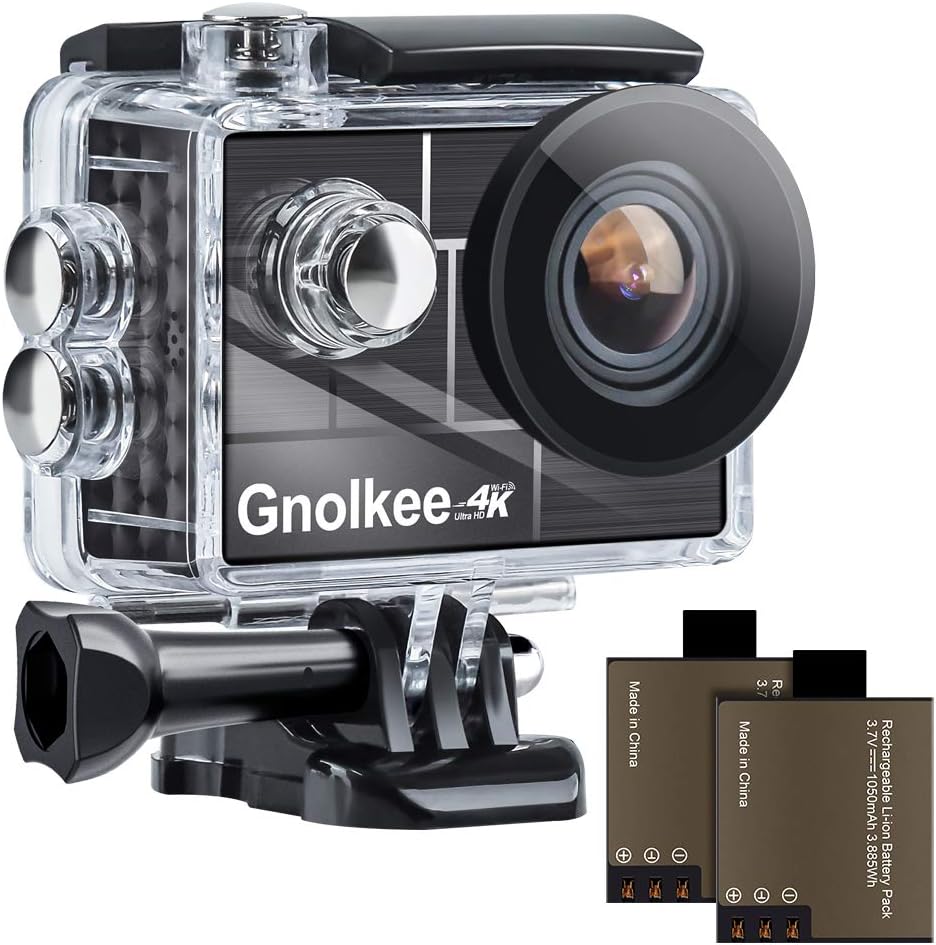 4K WiFi Action Camera with 170 Ultra Wide Angle Lens, 2" IPS Screen, Waterproof, Pack of 2 Q235799