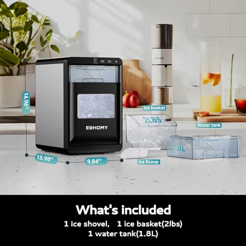 44Lbs/24H Self-Cleaning Nugget Ice Maker with Ice Scoop & Basket C372