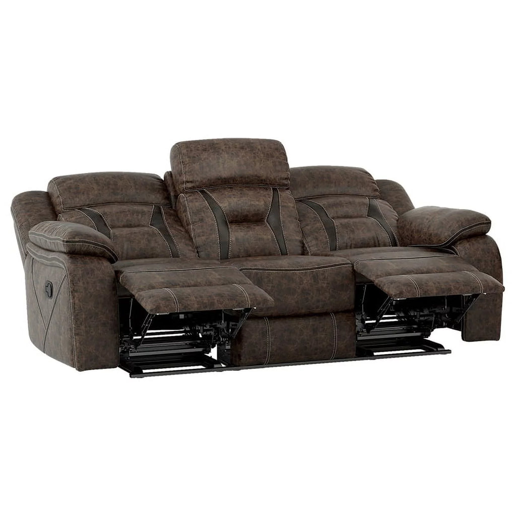 Dark Brown Microfiber Double Reclining Sofa X730322