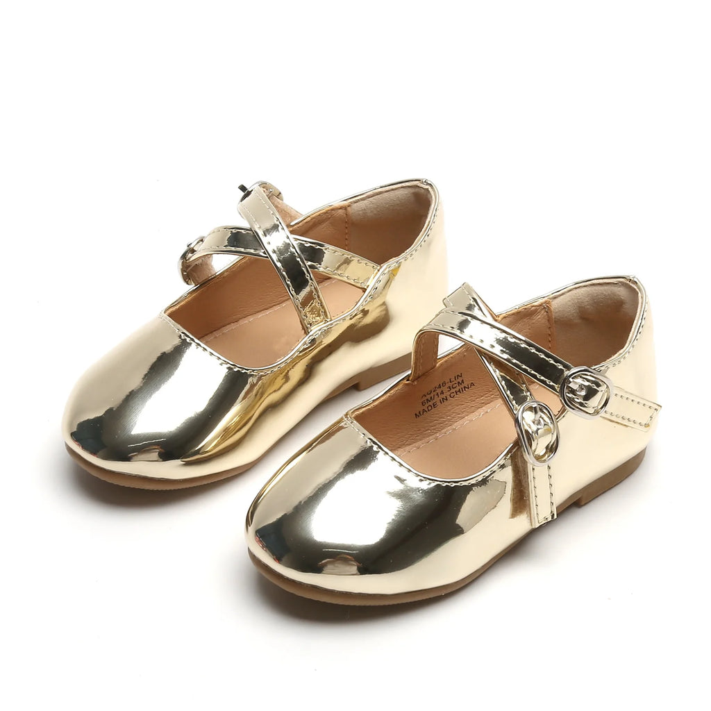 Gold Toddler 7M Ballet Mary Jane Dress Shoes Q835911