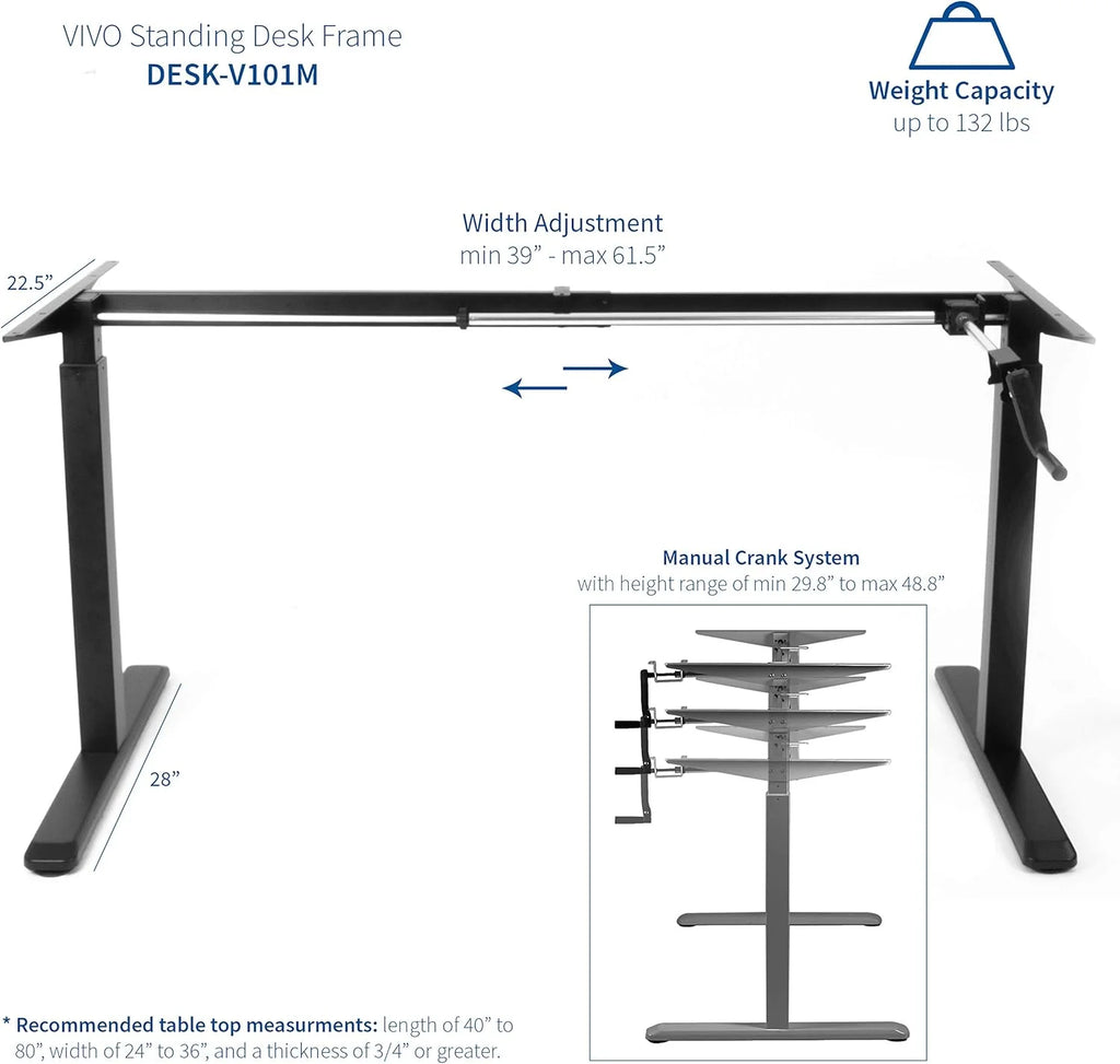 Height Adjustable 63 X 32 Inch Stand Up Desk with Black Table Top E17635