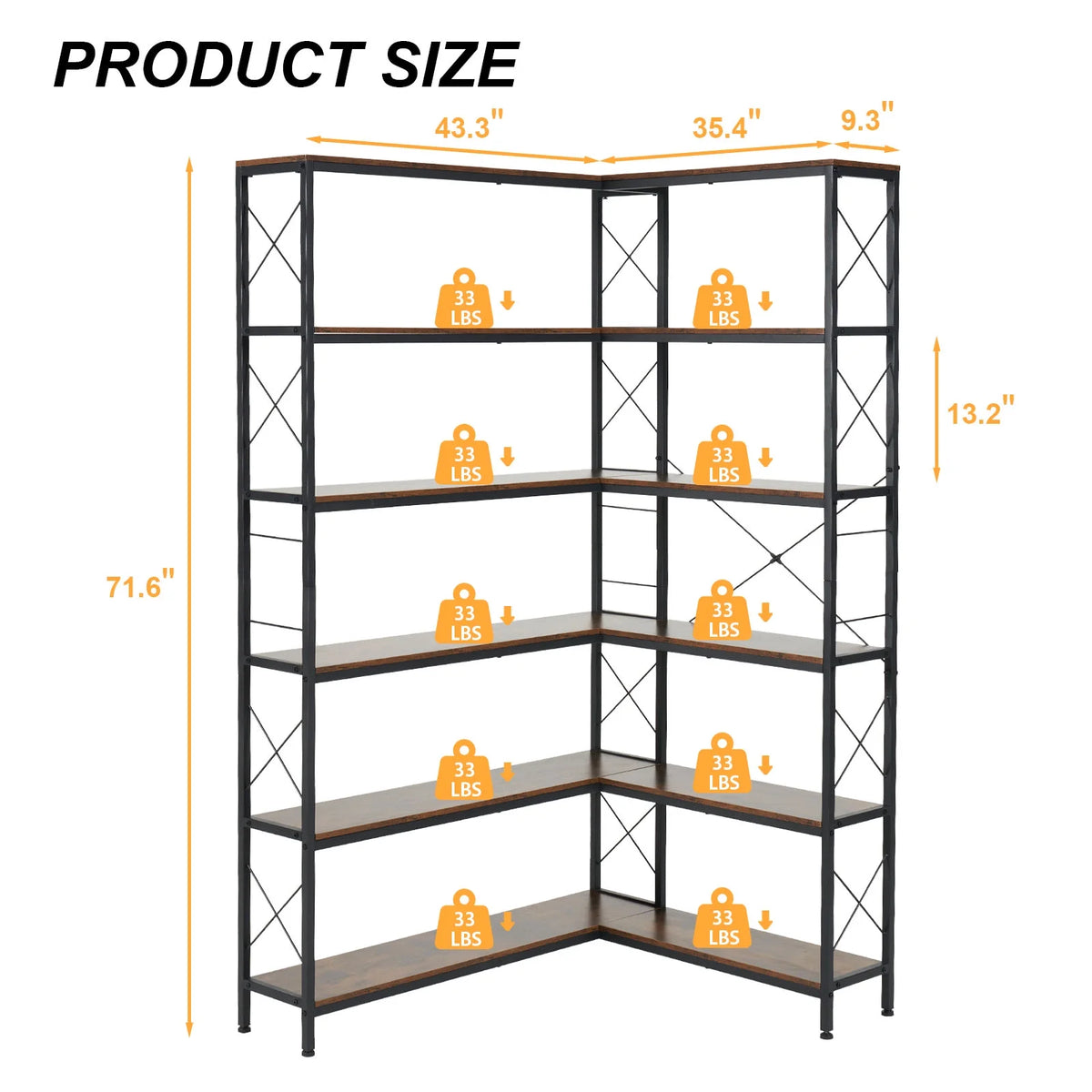 6 Tier Corner Bookcase E496852