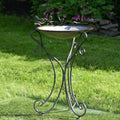 Galvanized Birdbath with Cast Iron Bird Accents D25136