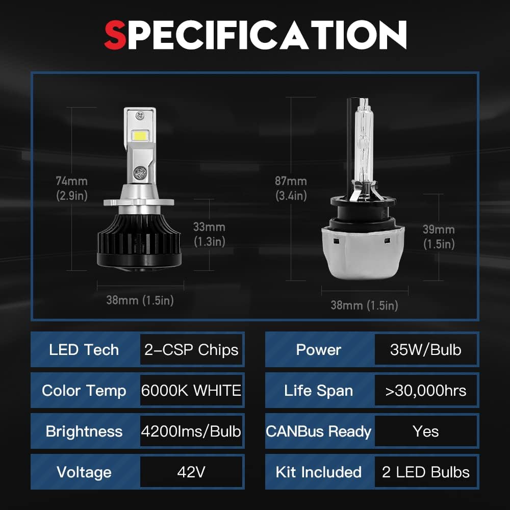 LED Headlight Conversion Kit 70W 8400Lms 6000K White (2 Pack) X988