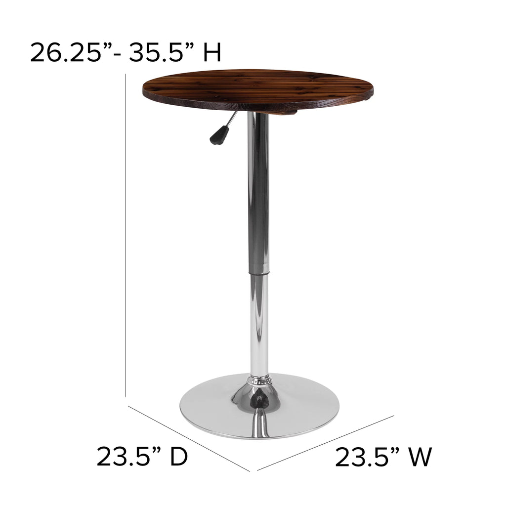 Round Adjustable Height Rustic Pine Wood Table A97231
