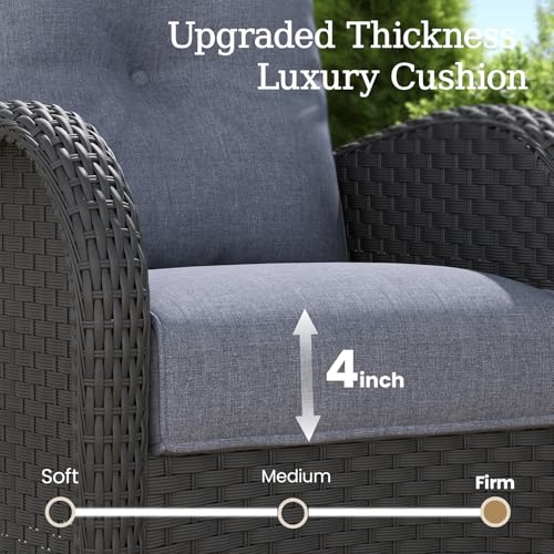 5 Pieces Wicker Patio Furniture Set with High Back Swivel Rocker Chairs N466012