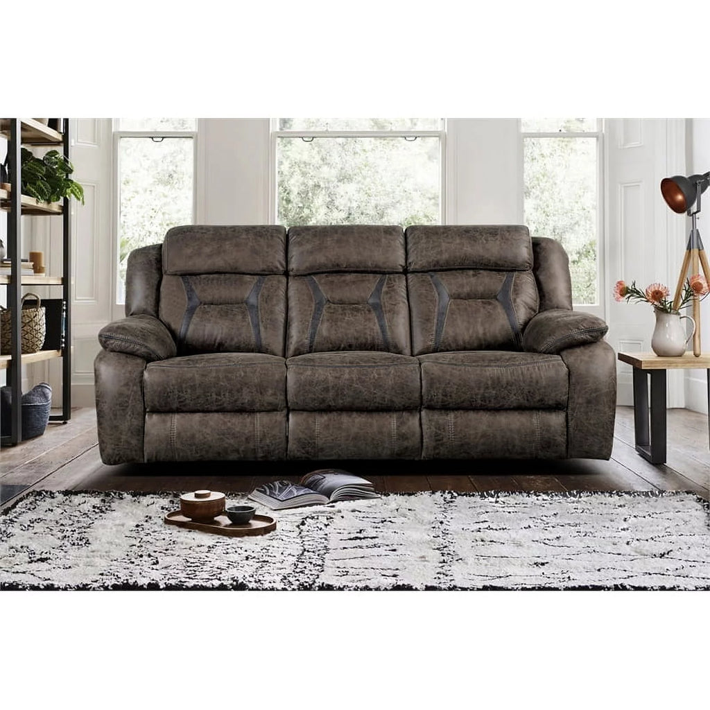 Dark Brown Microfiber Double Reclining Sofa X730322