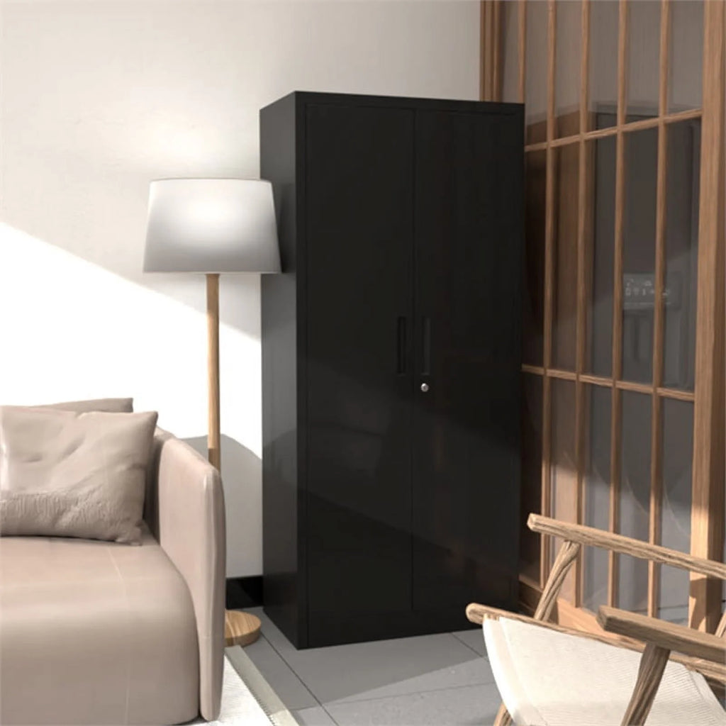 Black Metal Garage Storage Cabinet with Doors and Lock H8994
