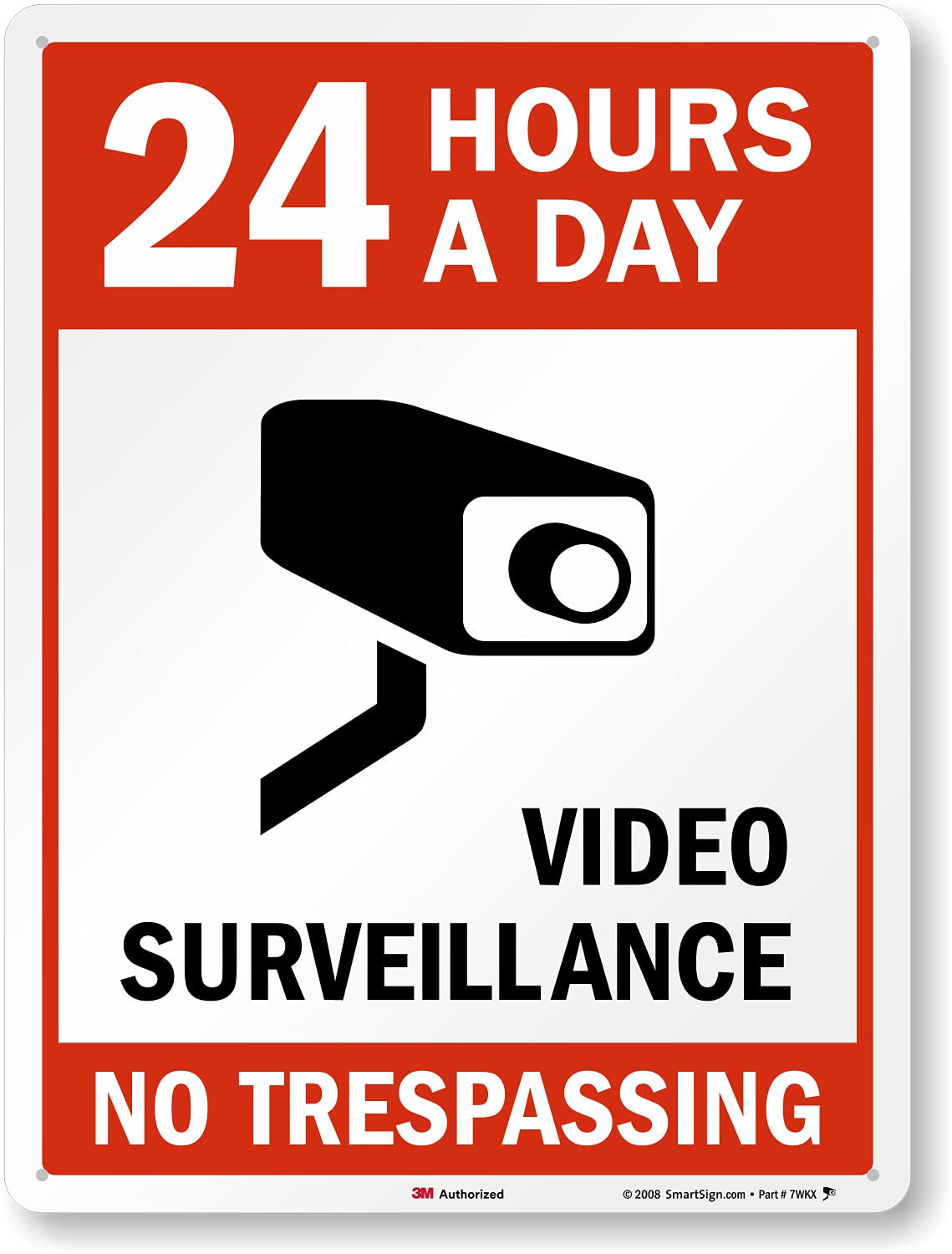 24 x 18 inch Metal Sign, 80 mil Aluminum, Red, Black and White, Pack of 2 V8251