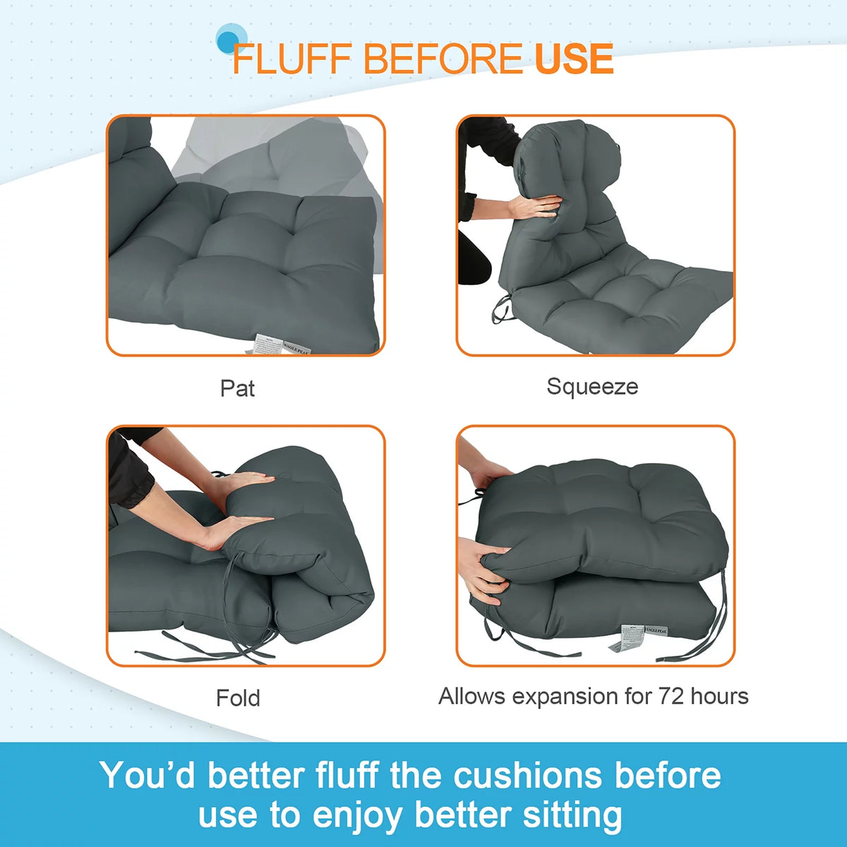 Tufted Outdoor Indoor Chair Cushion Set of 2 X777807