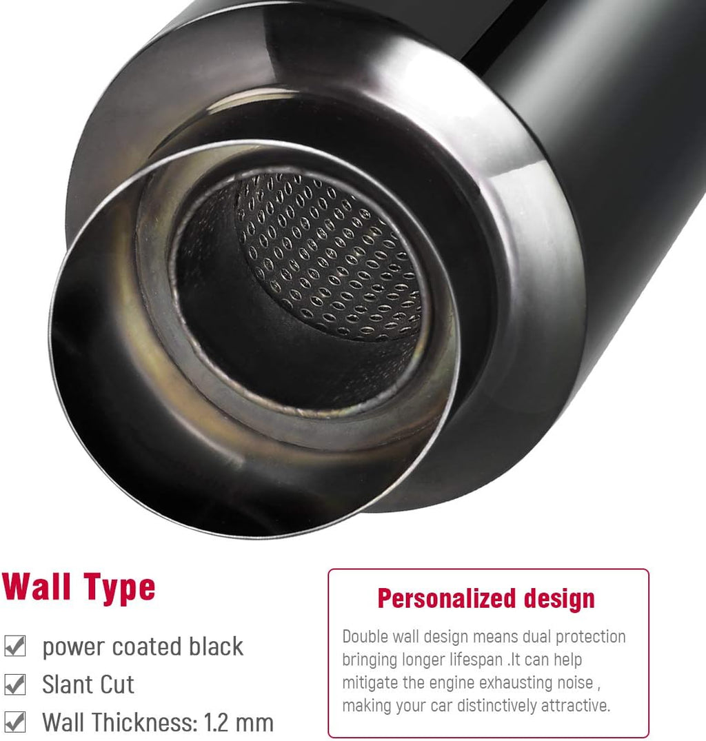 Polished Stainless Steel Black Coated Exhaust Tip Muffler Pack of 2 T125780