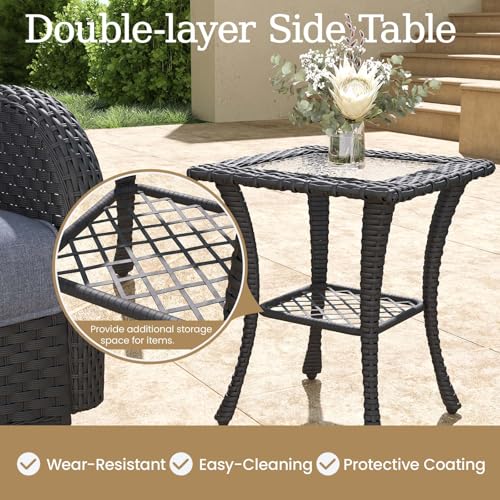 5 Pieces Wicker Patio Furniture Set with High Back Swivel Rocker Chairs N466012
