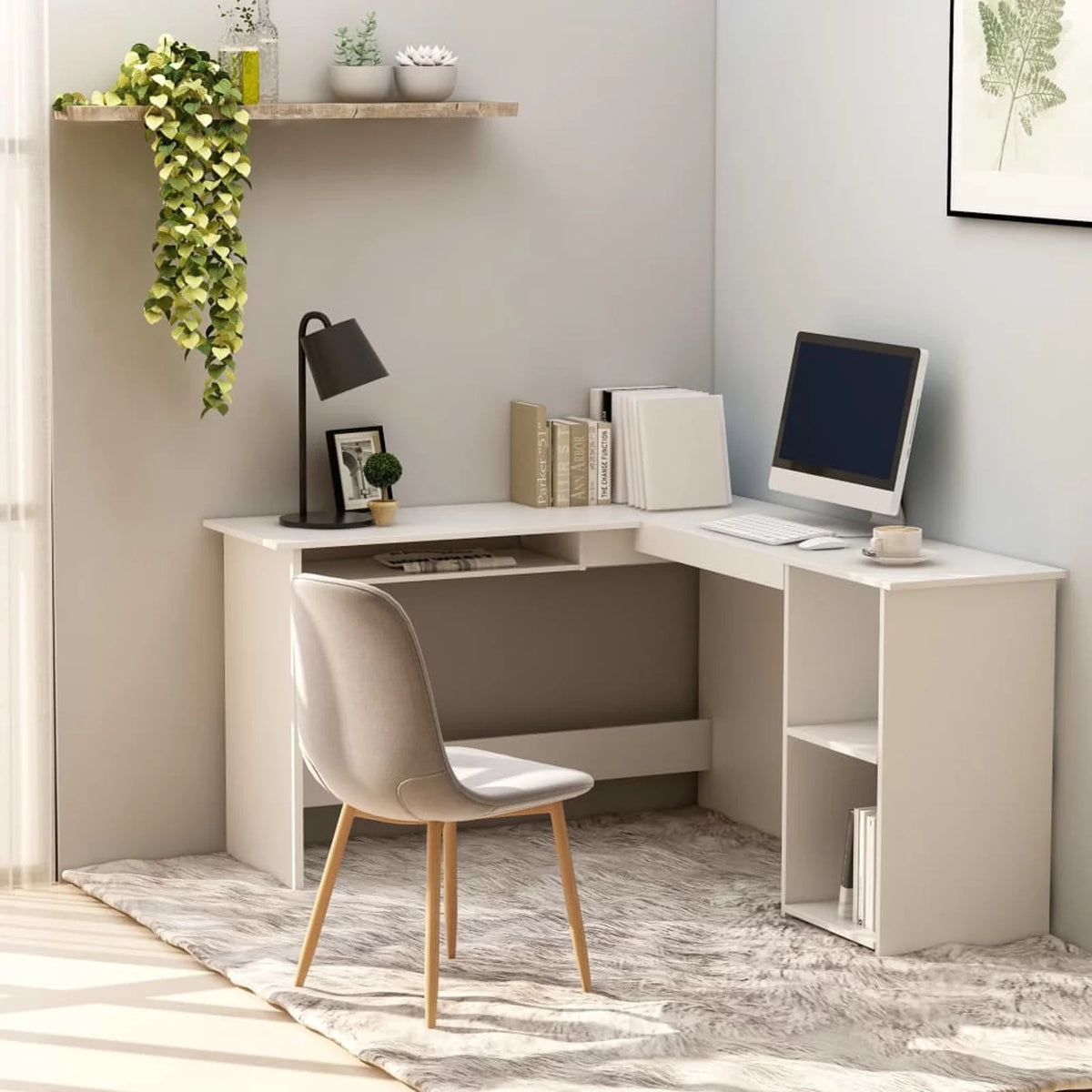 White L-Shaped Corner Desk E3138