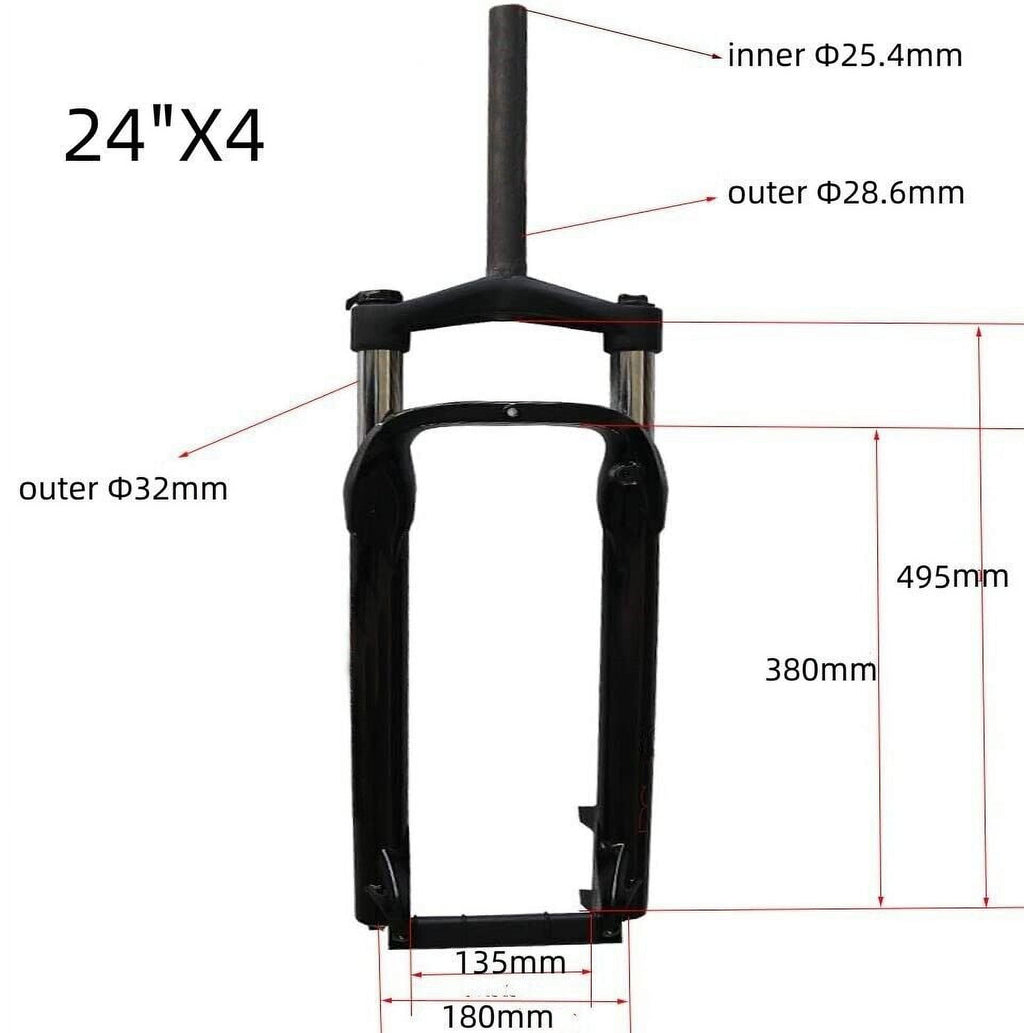 24 inch Bicycle Suspension Fork 4" Fat Tire Disc Brake QR 9mm Manual Lockout L681530