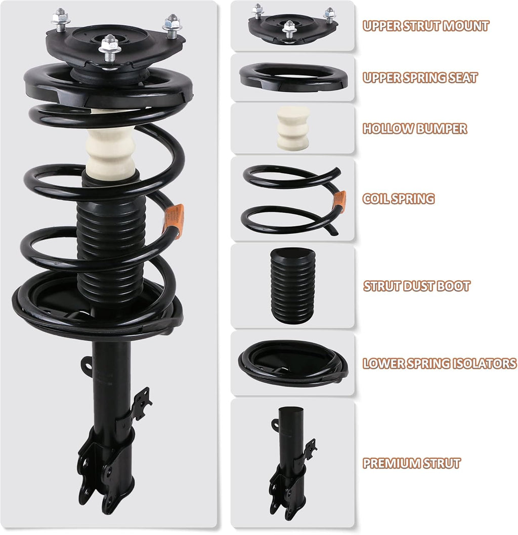 Front and Rear Complete Strut Assemblies Shock Absorbers Set of 4 R52056