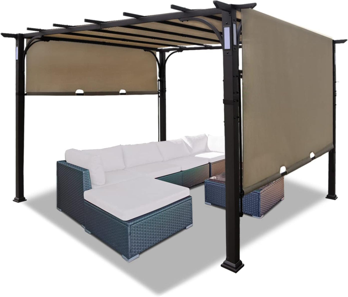10'x10' Pergola Patio Gazebo Canopy Outdoor UV Resistant Heavy Duty S6548