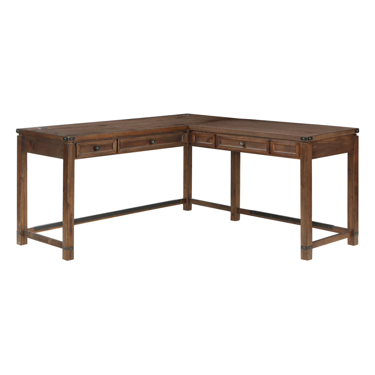Brushed Walnut Engineered Wood Sit-to-Stand L-Desk Y525765