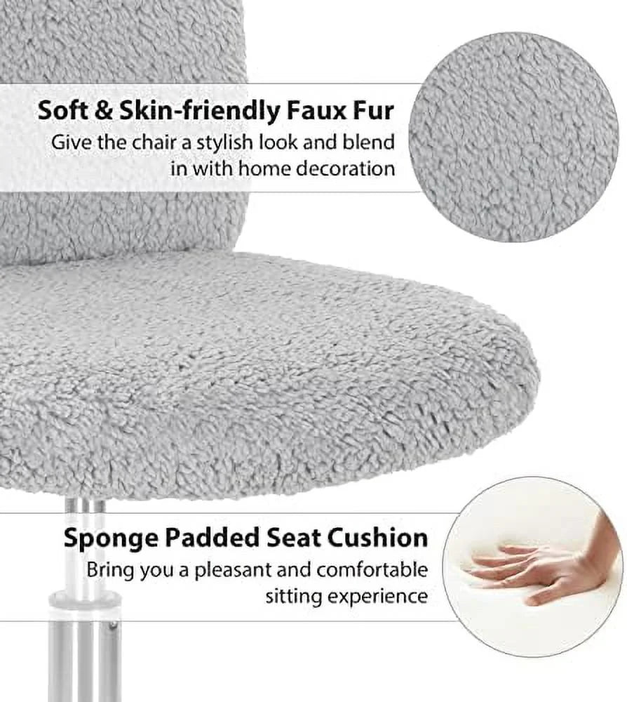 Grey Faux Armless Height Adjustable Swivel Office Chair R254656