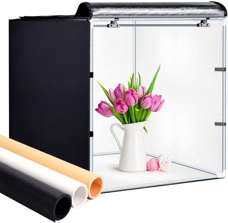 Portable 24 x 24 Inch Photo Studio Light Box with LED Lights and 3 Color Backdrops M9035