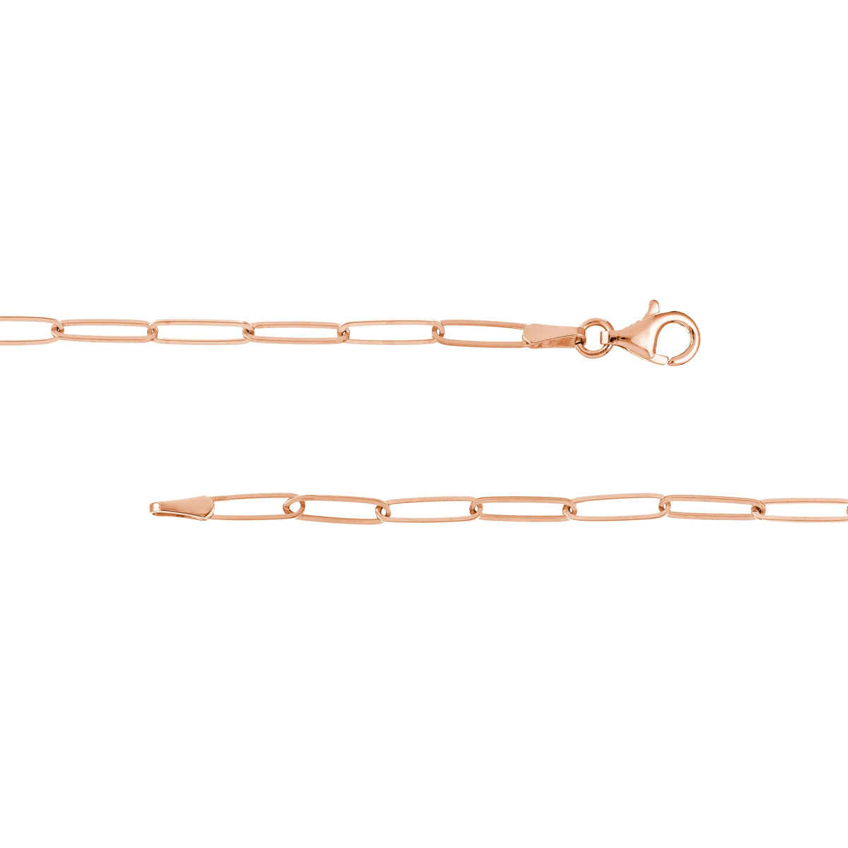 14K Solid Rose Gold Paperclip Necklace 16 inch T583