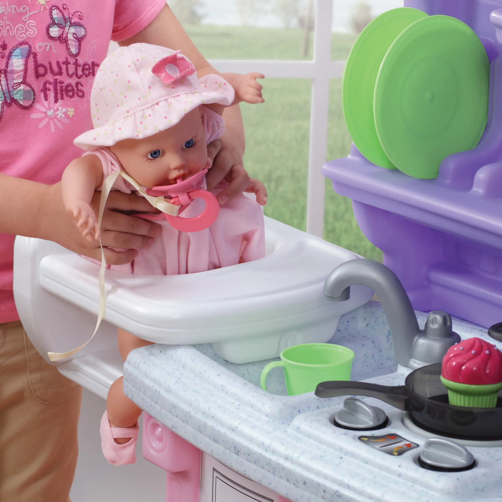 Pink Toddler Plastic Kitchen Playset with 30 Piece Play Set Q594