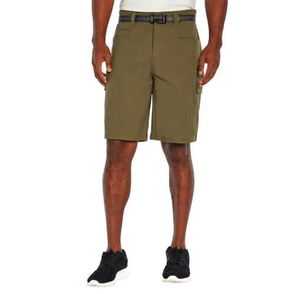 Men's Stretch Cargo Short with Adjustable Belt, Olive Night, 38 W835027
