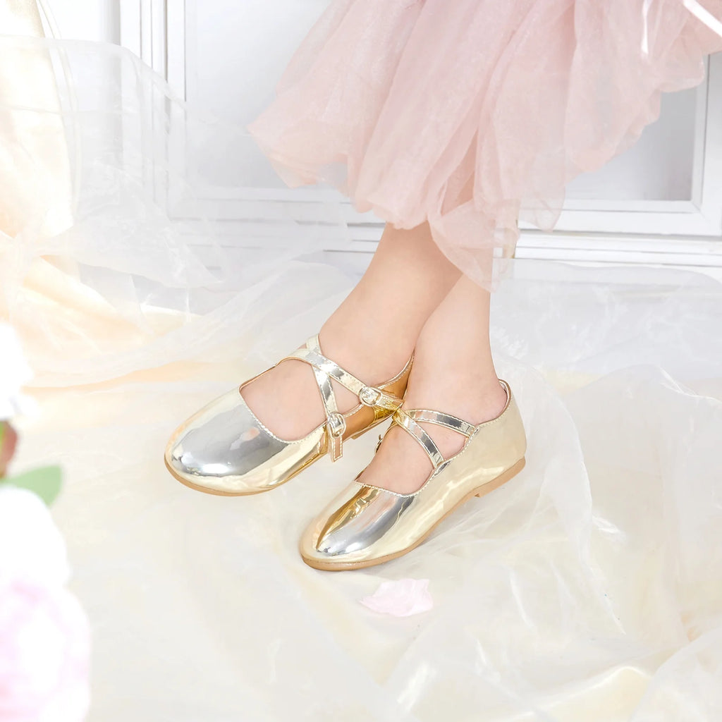 Gold Toddler 7M Ballet Mary Jane Dress Shoes Q835911