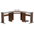 Teakwood Laminate Corner Desk with Keyboard Tray and CPU Cart G654