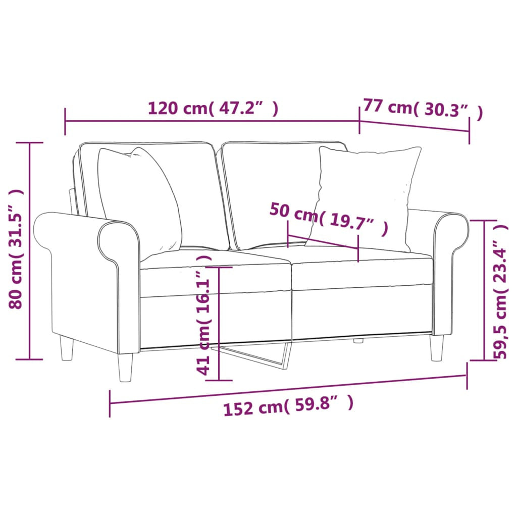 Gray 47.2" Fabric 2-Seater Sofa W8573
