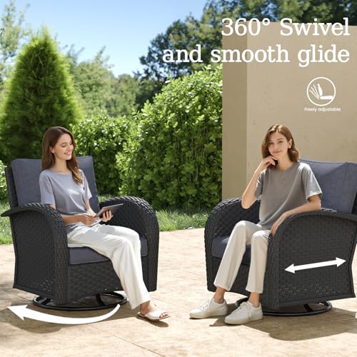 5 Pieces Wicker Patio Furniture Set with High Back Swivel Rocker Chairs N466012