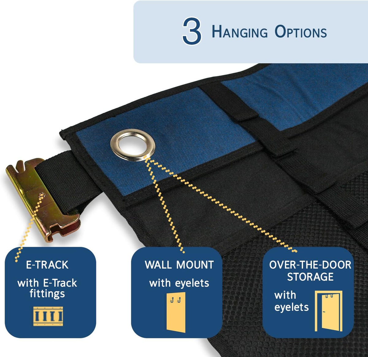 E-Track Hanging Trailer Organizers with Mesh Pockets, 34 in Long x 15 in Tall, 4-Pack M41566