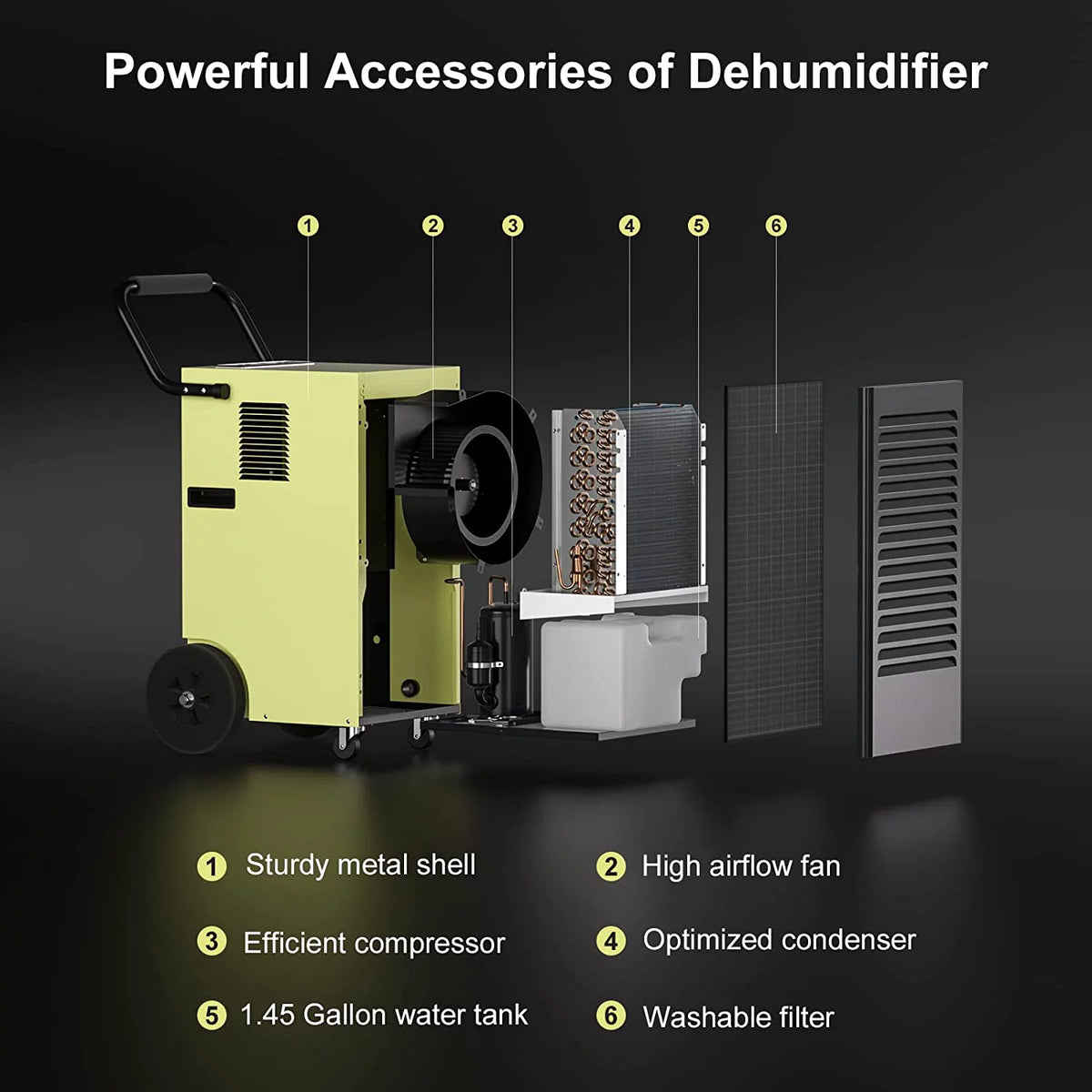 150 Pints Commercial Dehumidifier with Drain Hose and Water Tank C59189