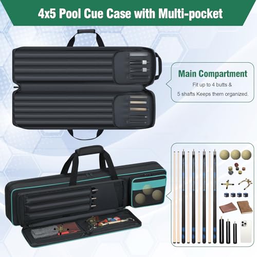 4x5 Soft Padded Pool Cue Case with Backpack Straps H2296
