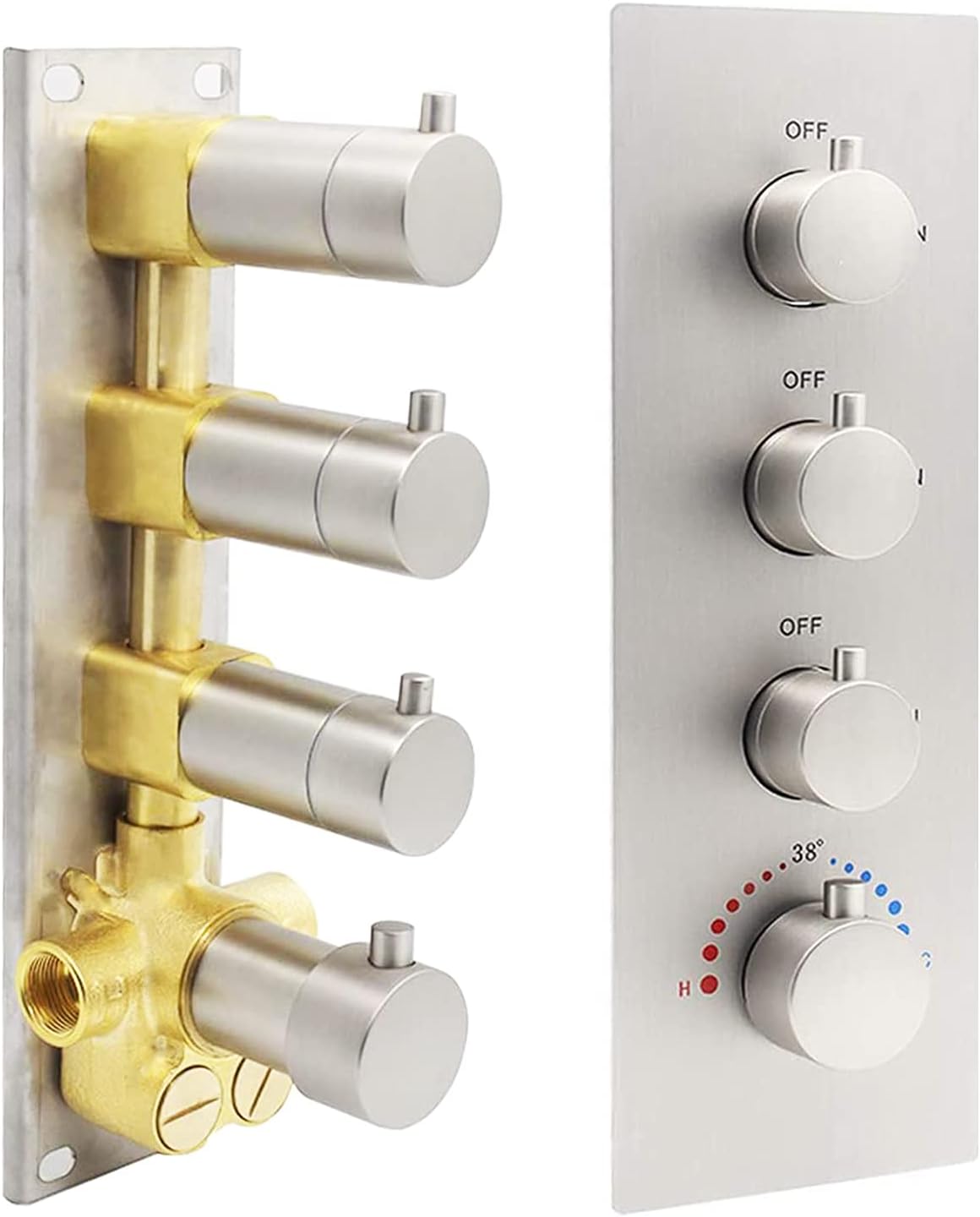 Brushed Nickel Thermostatic Shower Diverter Mixer Valve R2945