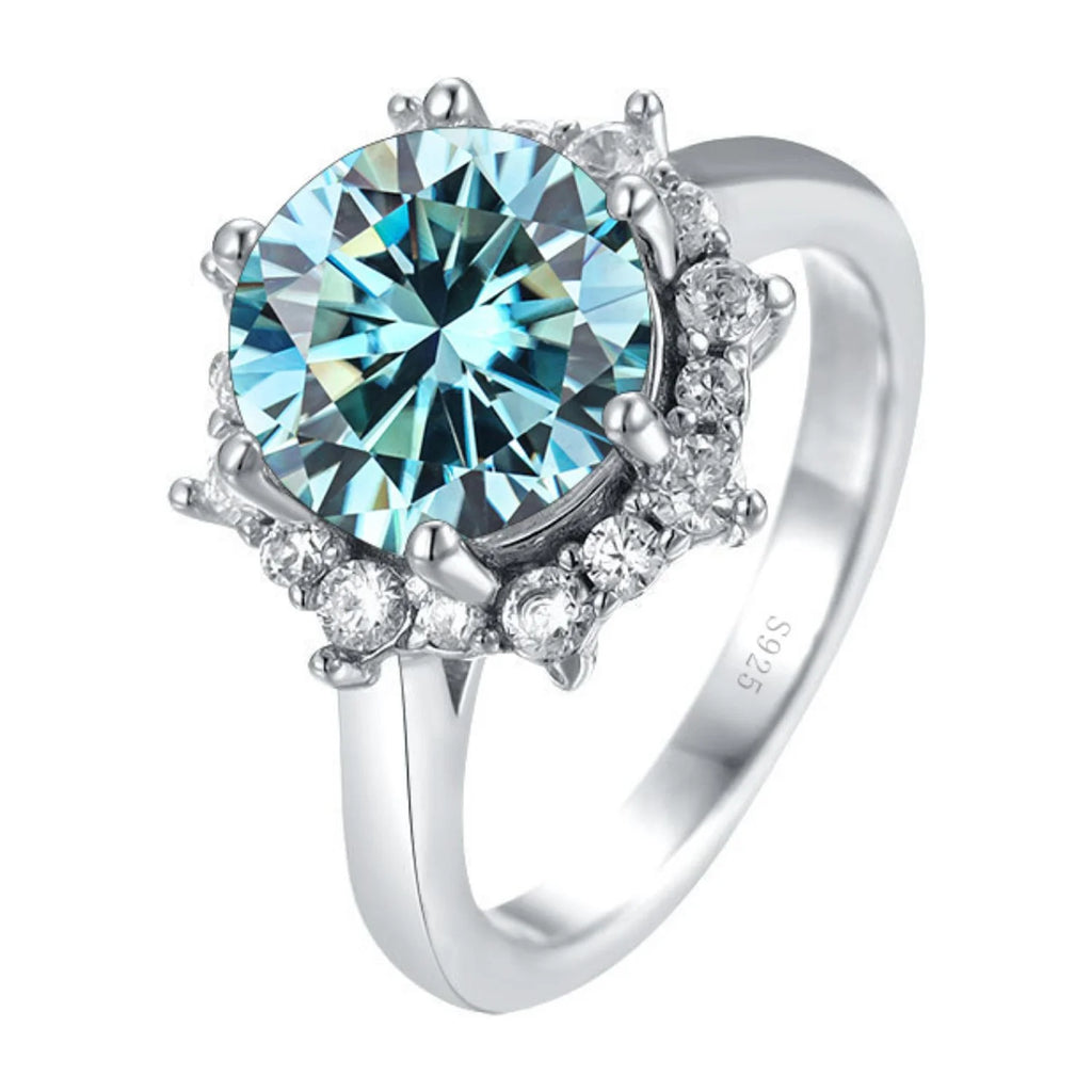 1ct Moissanite Engagement Ring, 925 Sterling Silver Yellow/Blue/Pink Diamond Ring E645