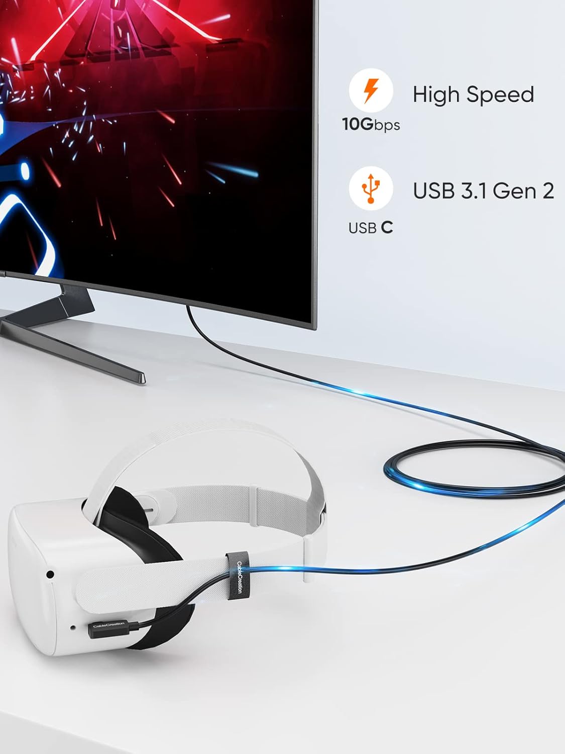 Fiber Optic USB C to USB C Cable 16 FT, 10Gbps, Pack of 2 Z683