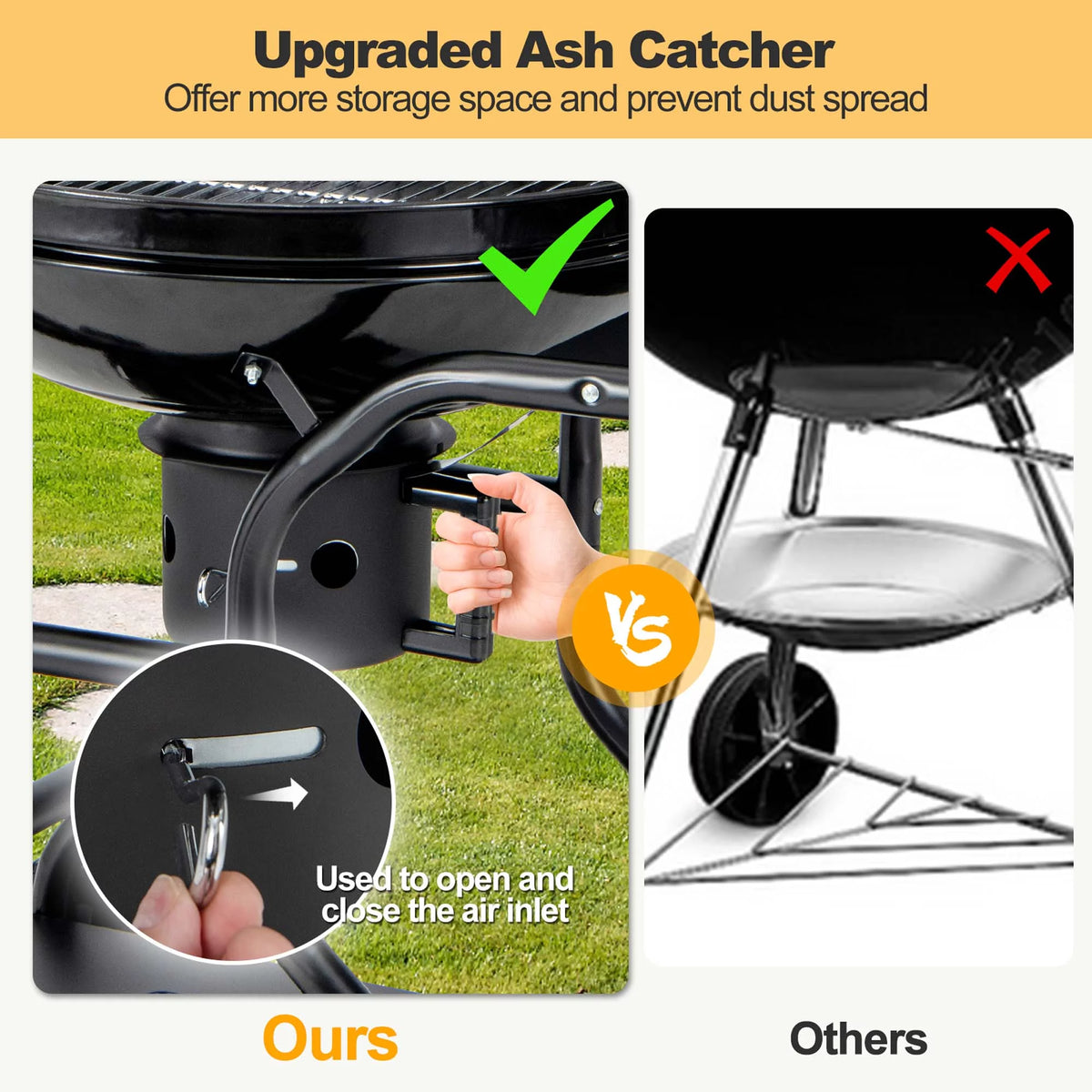 22 inch Charcoal BBQ Grill with Thermometer G3207
