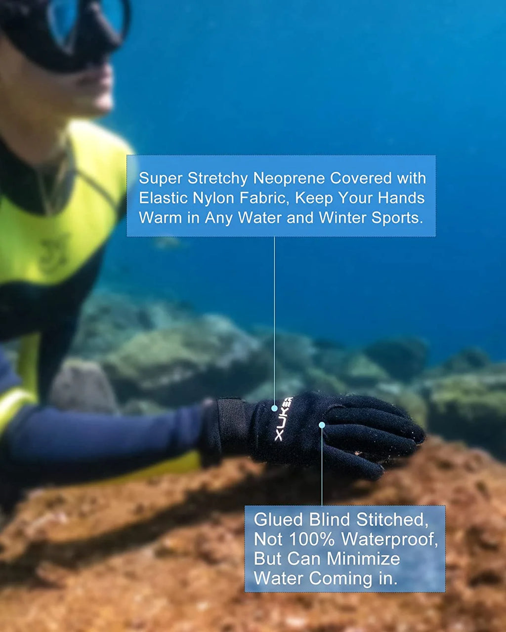 3mm & 5mm Neoprene Five Finger Wetsuit Gloves Z4837